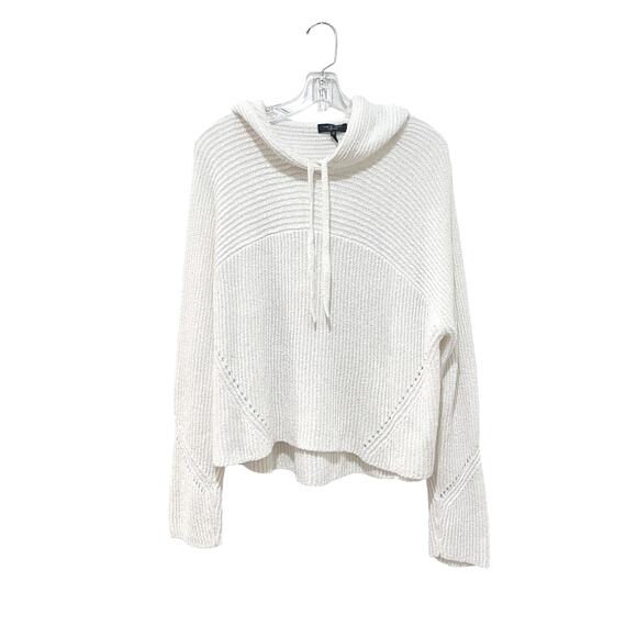 rag & bone Sweater Womens Medium White Ribbed Hoodie Organic Cotton Pullover - Picture 4 of 12